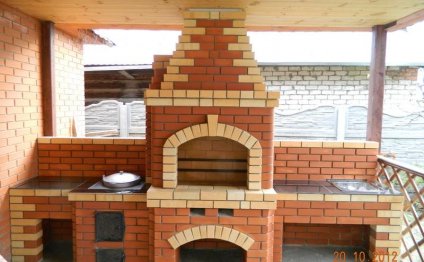 Barbecue Stove From A Brick With A Manhal